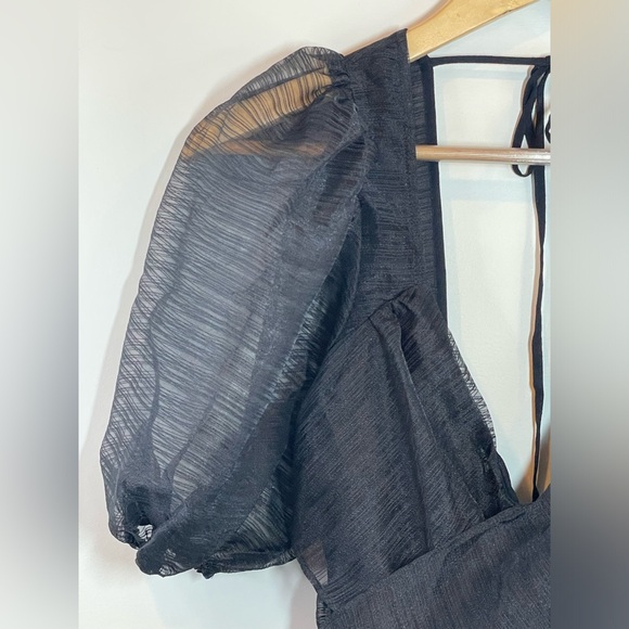 NWT Free People Hailey Black Dress Puff Sleeve Whimsigoth Fairy Size 4 - Picture 6 of 16